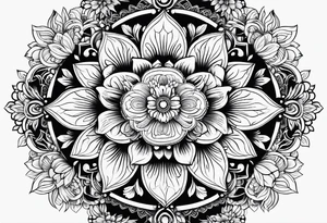mandala with flowers tattoo idea