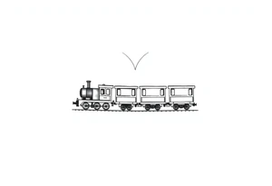 A modern train with carriages in the shape of a heart tattoo idea