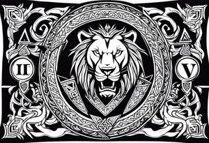 Valhalla sword shield lion dragon valknut tattoo idea