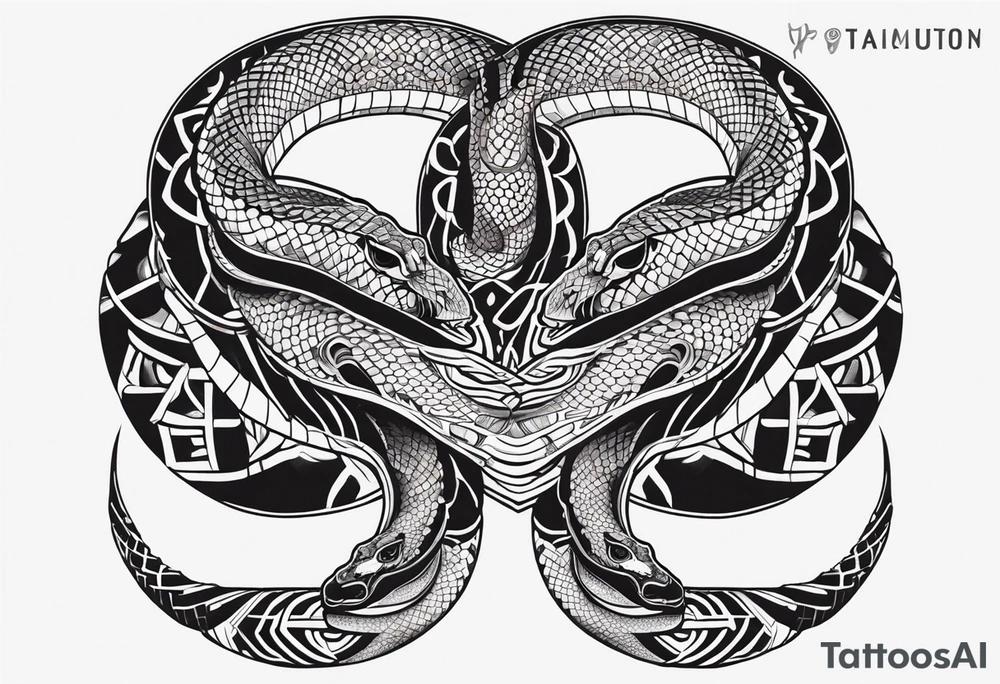Double head snake tattoo for placement along the spine in japanese style to symbolise a journey of healing and transformation with reference to being a twin tattoo idea