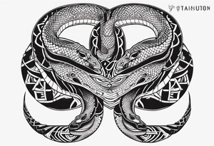 Double head snake tattoo for placement along the spine in japanese style to symbolise a journey of healing and transformation with reference to being a twin tattoo idea