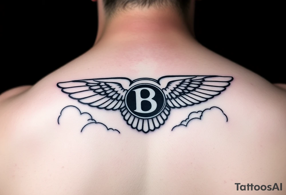 The Bentley symbol.with clouds in the background tattoo idea