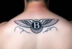 The Bentley symbol.with clouds in the background tattoo idea