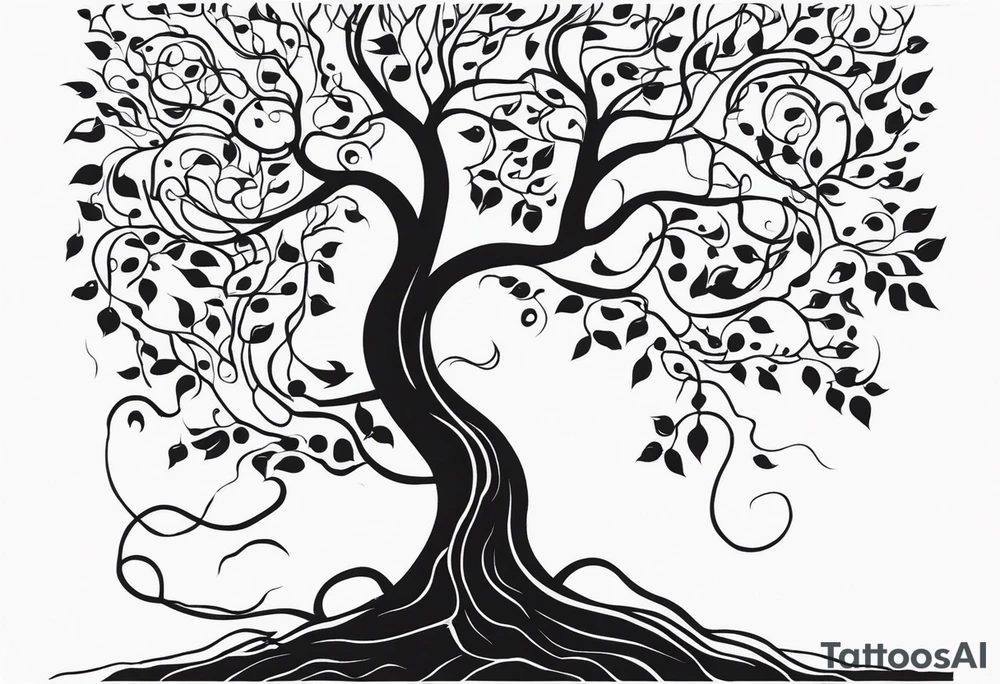 A tree reaching the sky with the roots reaching hell, having a snake around it. All based on Carl Jung ideas. tattoo idea