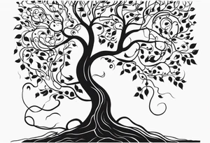 A tree reaching the sky with the roots reaching hell, having a snake around it. All based on Carl Jung ideas. tattoo idea