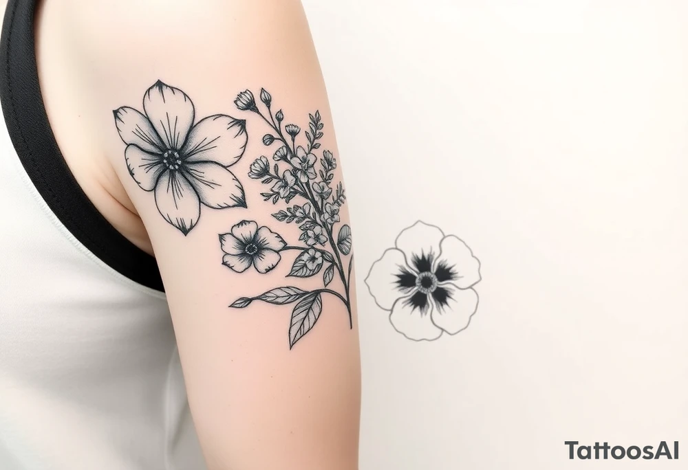 Floral Elements: Incorporate state flowers—bluebonnet (Texas), mountain laurel (Connecticut), and coast rhododendron (Washington
Arm sleeve shoulder to elbow tattoo idea