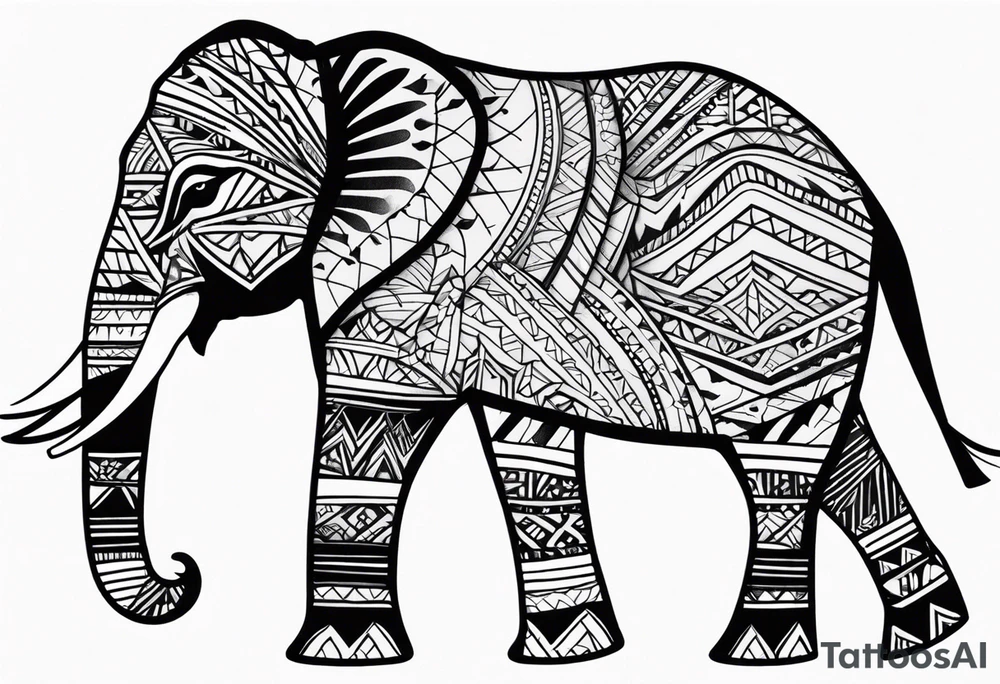Tribal elephant with pattern tattoo idea