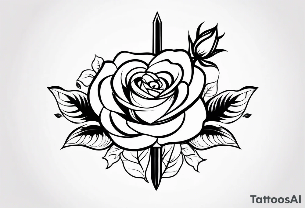 Rose growing up a Sword with ornimental elements tattoo idea Rose growing up a Sword with ornimental elements tattoo idea