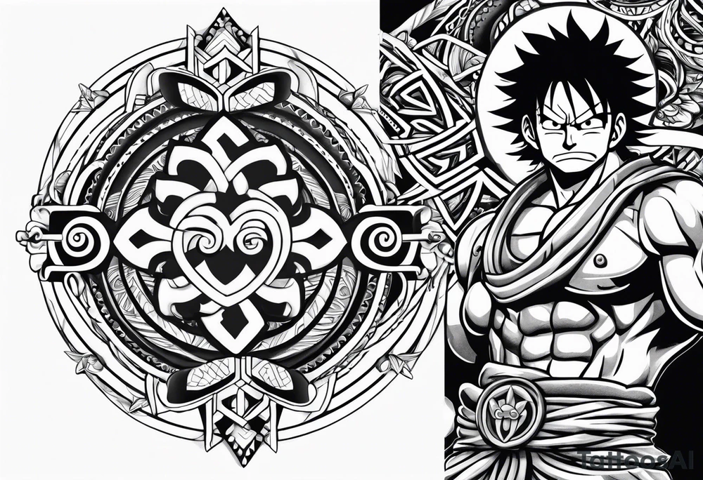 Luffy Gear 4, Maori tribal tattoo idea