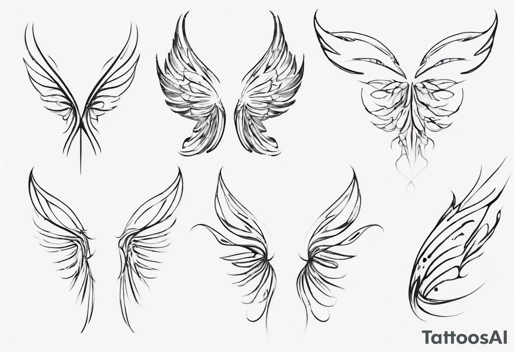 One line fairy wing tattoo idea