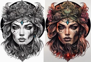 portrait of a creature death angel tattoo idea