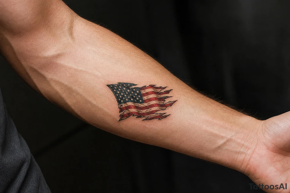 torn American flag tattoo idea