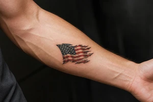 torn American flag tattoo idea