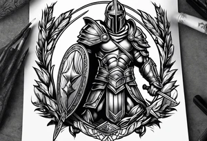 Spartan warrior with shield tattoo idea