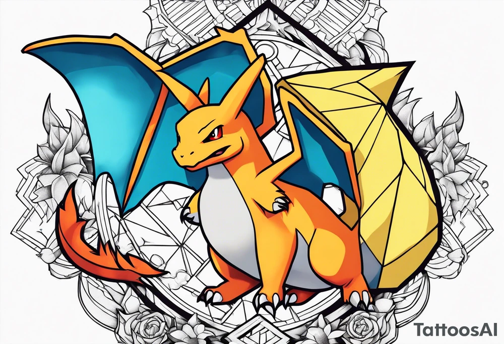 Charizard holding pikachu tattoo idea