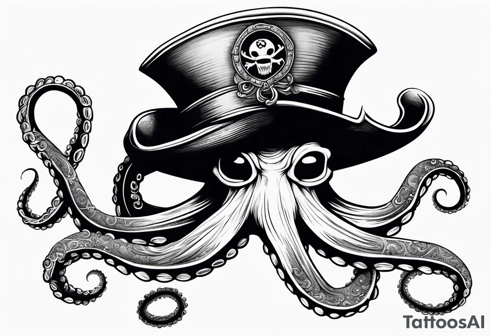 octopus wearing a pirate hat tattoo idea