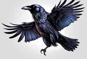 Gothic raven flying holding a light at night tattoo idea