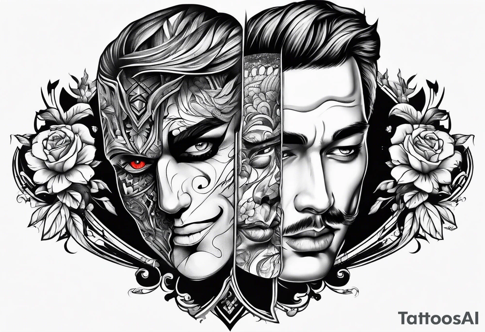 Two face tattoo tattoo idea