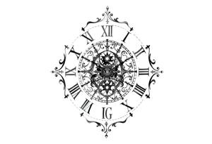 vintage roman numerals within ornate clockwork mechanism tattoo idea