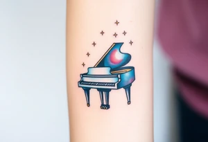 Grand piano under stars tattoo idea