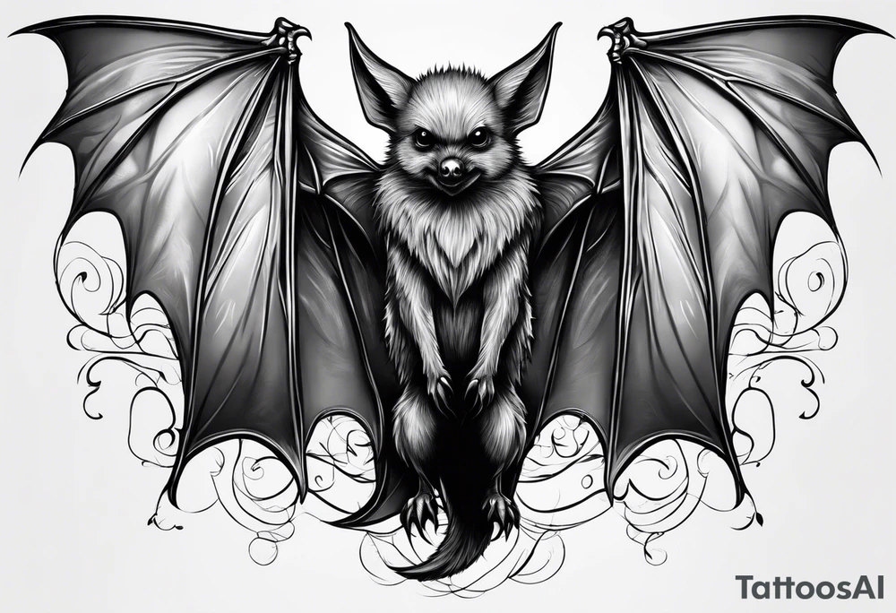bat hugging another bat tattoo idea