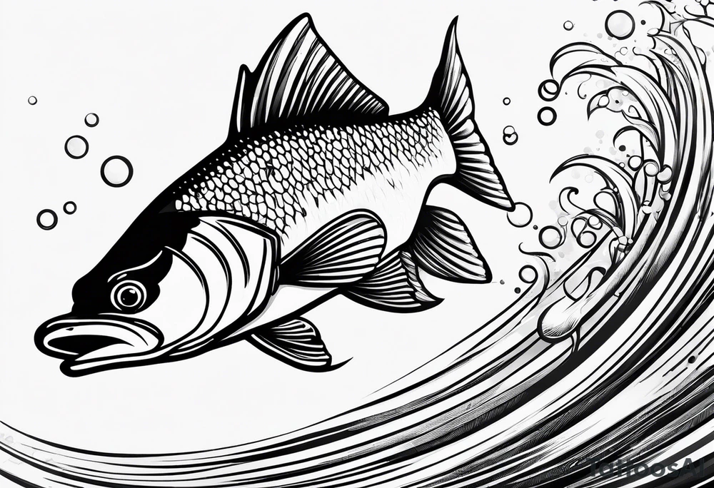 walleye fish simple small line work tattoo idea