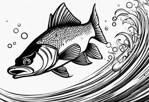 walleye fish simple small line work tattoo idea