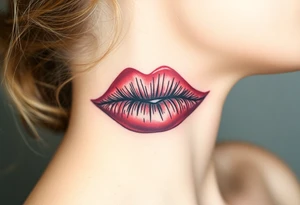 Lipstick kiss print with lrs tattoo idea