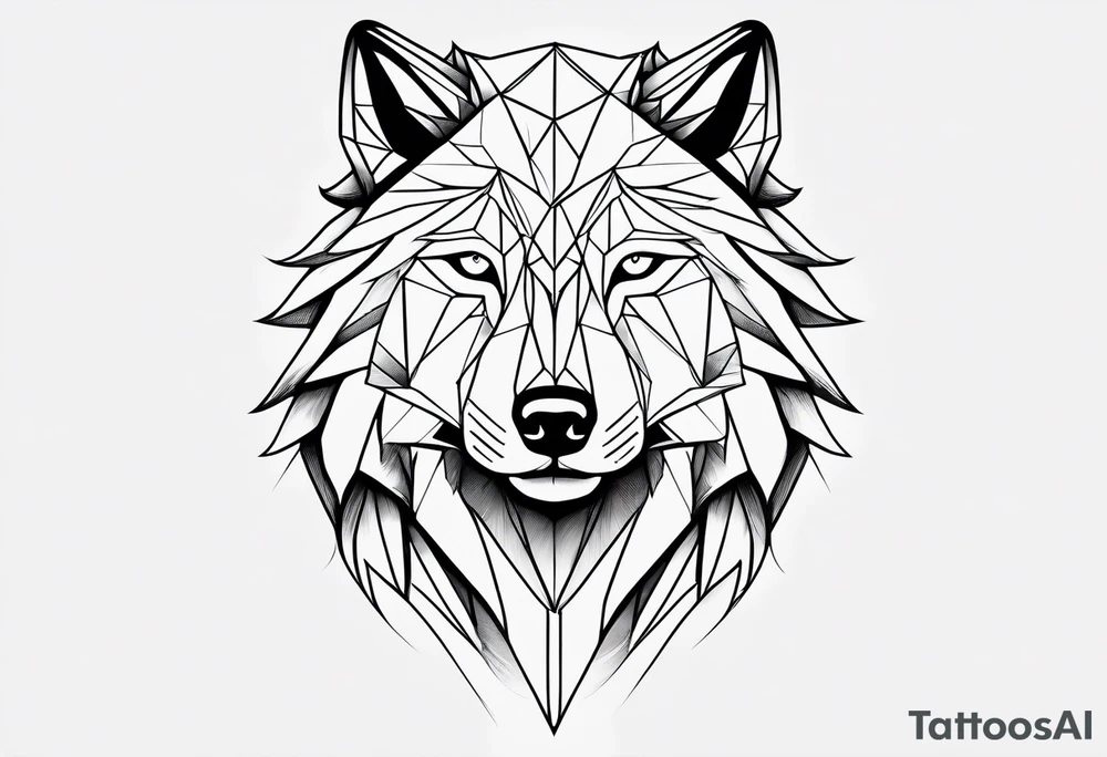 Male young Wolf face tattoo idea