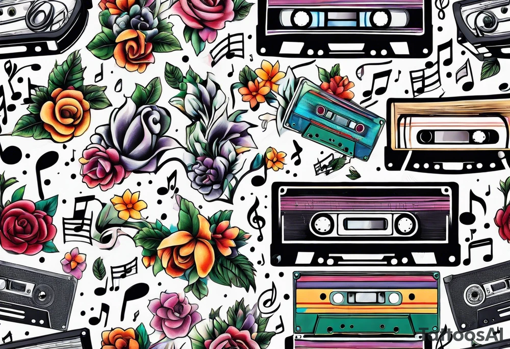 sleeve

intertwined music notes, cassette tape record tattoo idea