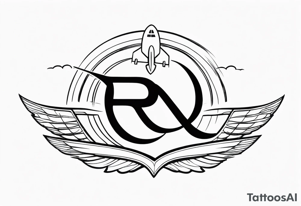 Infinity symbol with letter R & P and simple airplane flying tattoo idea Infinity symbol with letter R & P and simple airplane flying tattoo idea