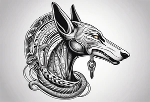 Egyptian god Anubis with snakes tattoo idea