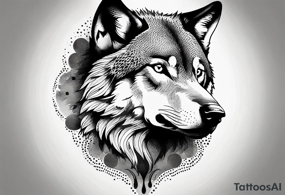 Powerful wolf tattoo idea