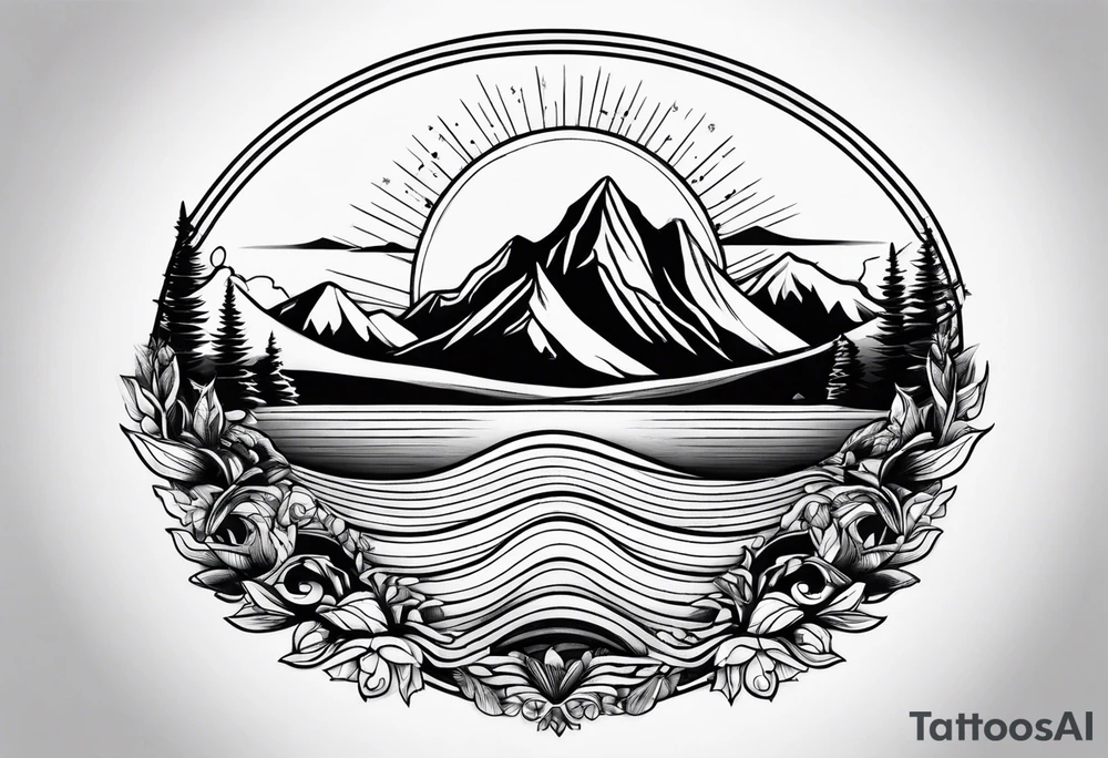 Sun, sea, mountain tattoo idea