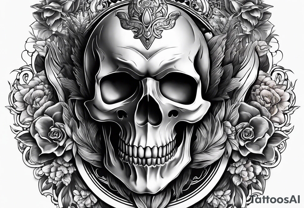Skull with wolf tattoo idea