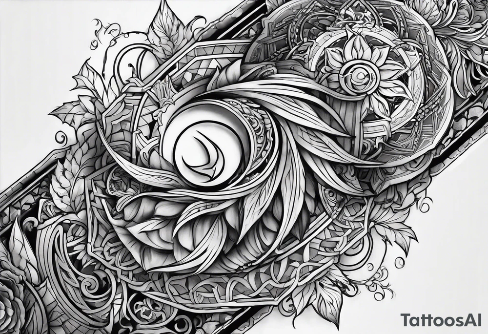 norse inspired arm sleeve tattoo idea