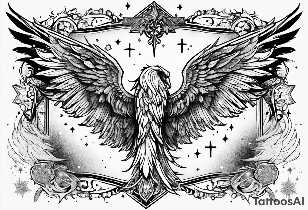 Constellation, Angel wing , animal  snow , cross tattoo idea