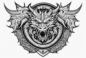 Valhalla sword shield dragon head tattoo idea