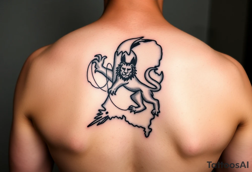 map of netherlands with dutch lion tattoo idea