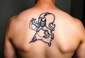 map of netherlands with dutch lion tattoo idea