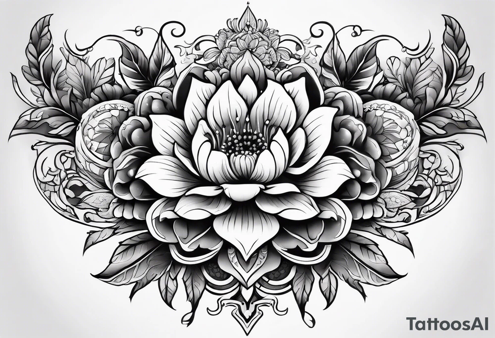 ornate floral sternum tattoo tattoo idea