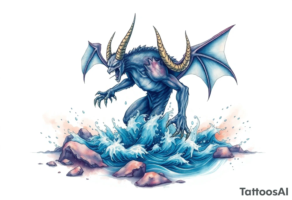 water-demon rise up out of the river. tattoo idea