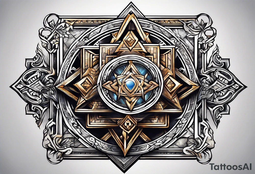 free masonry symbol , rectangle tattoo idea