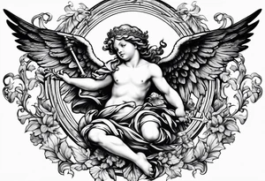 Flying Cherub renaissance style tattoo idea