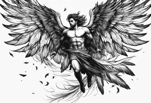 Icarus falling from the sky with feathered wings tattoo idea