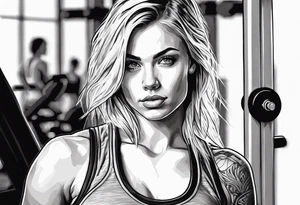 Young pretty blond woman in gym tattoo idea