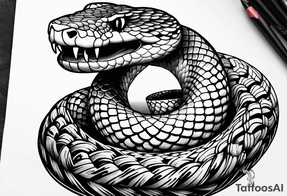 Big snake on girl head tattoo idea