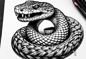 Big snake on girl head tattoo idea