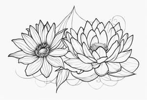 Water Lillie and Daisy minimal tattoo idea