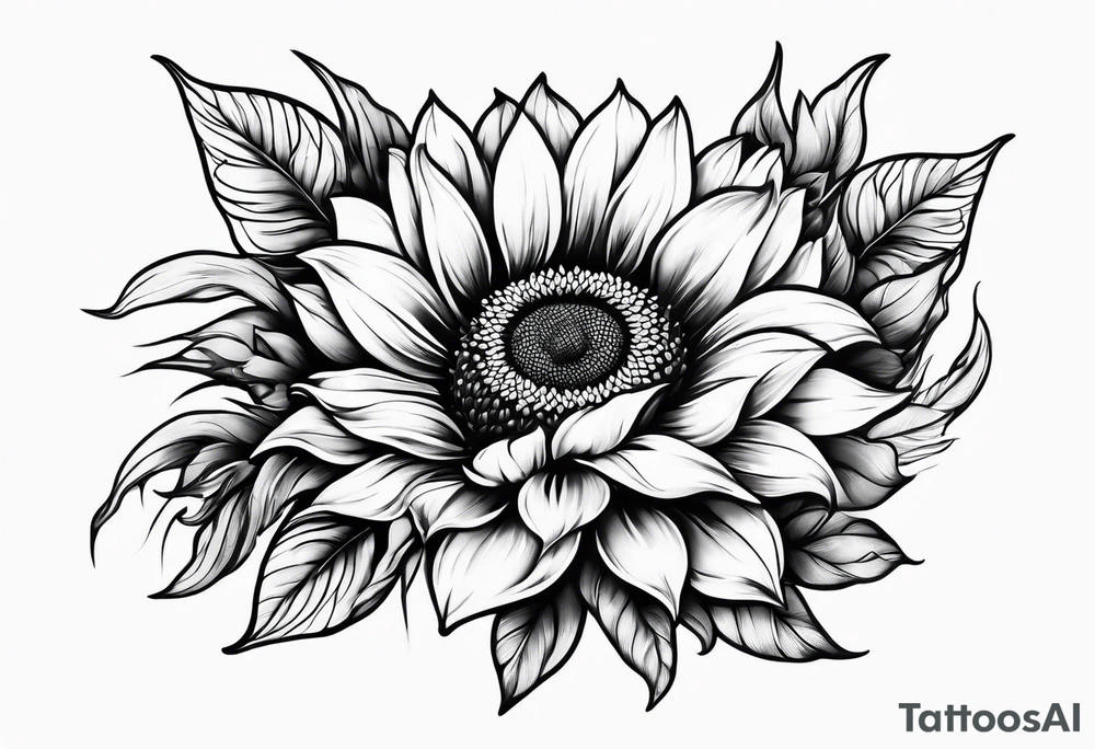 Flower fire an a sunflower tattoo idea
